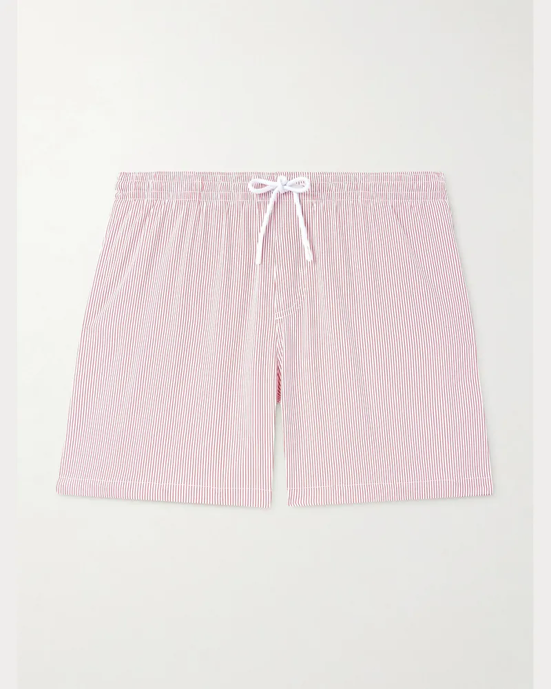 Loro Piana Daneu Straight-Leg Mid-Length Striped Swim Shorts Red