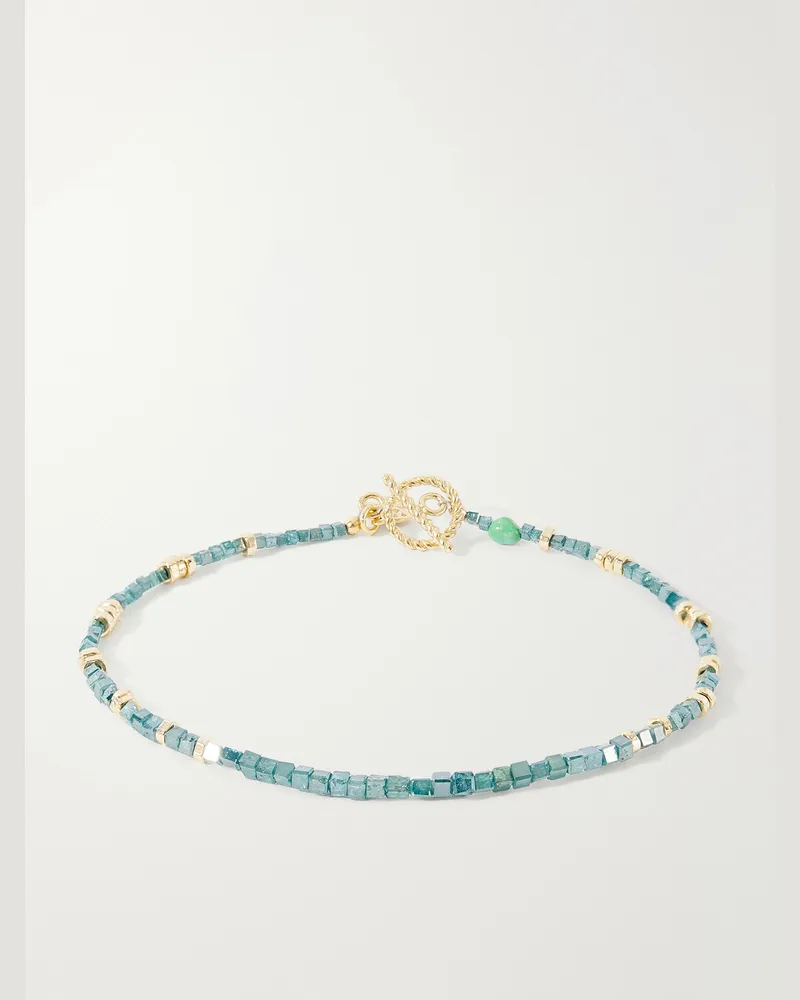 Peyote Bird Agua Y Oro Gold-Plated Turquoise Bracelet Blue