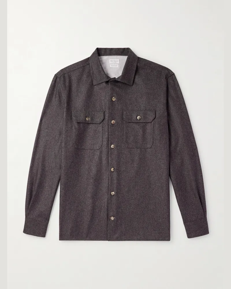 Brunello Cucinelli Hemdjacke aus Wolle Braun