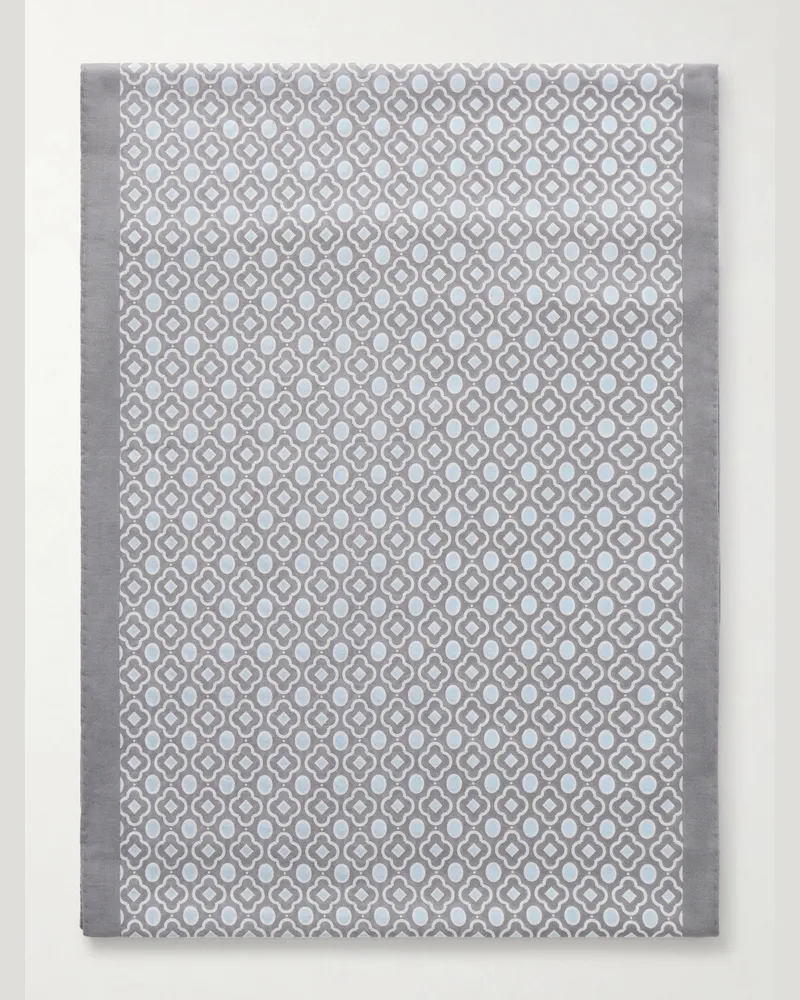 Anderson & Sheppard Printed Cotton-Voile Scarf Gray