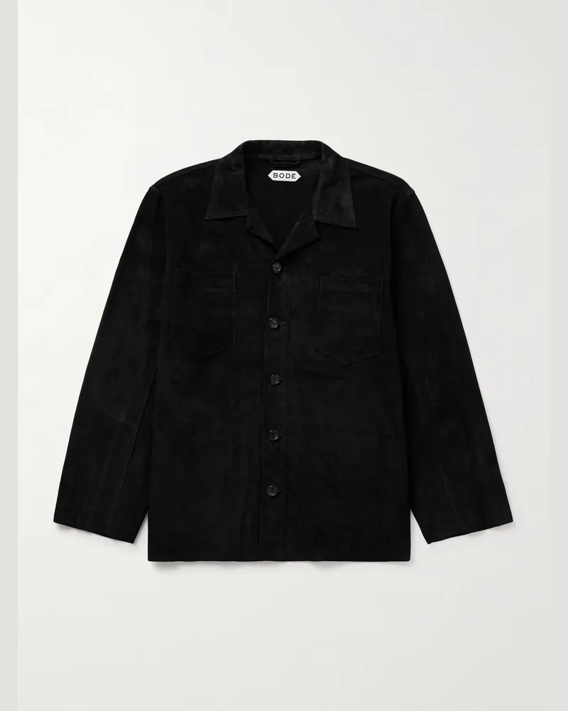 BODE Hemdjacke aus Veloursleder Schwarz