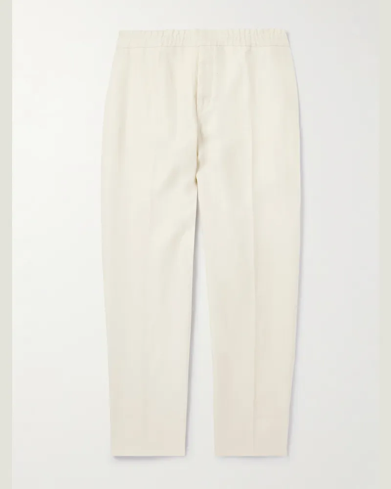 Ermenegildo Zegna Tapered Oasi Linen Trousers Neutrals