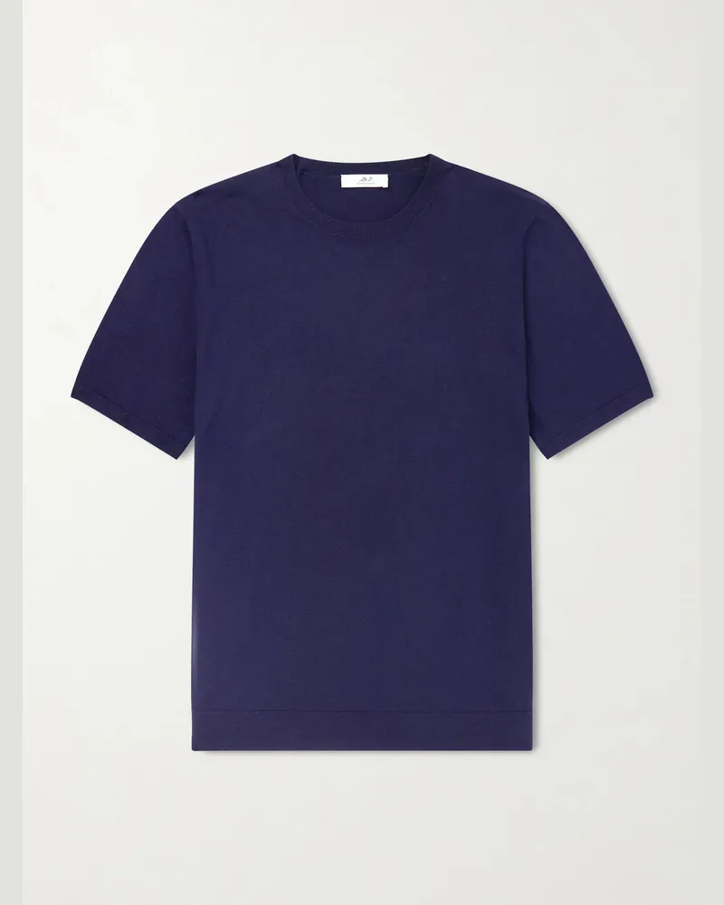 MR P. Organic Cotton and Cashmere-Blend T-Shirt Blue