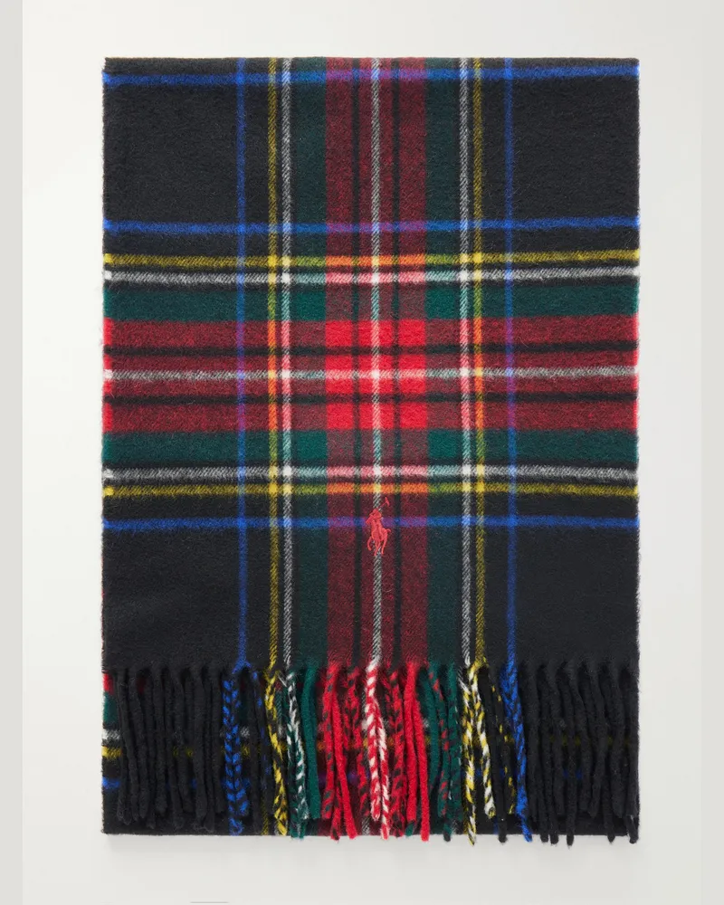 Ralph Lauren Fringed Logo-Embroidered Recycled Cashmere-Blend Scarf Multi