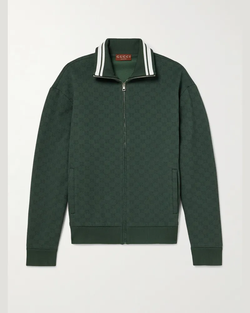 Gucci Logo-Jacquard Tech-Jersey Track Jacket Green