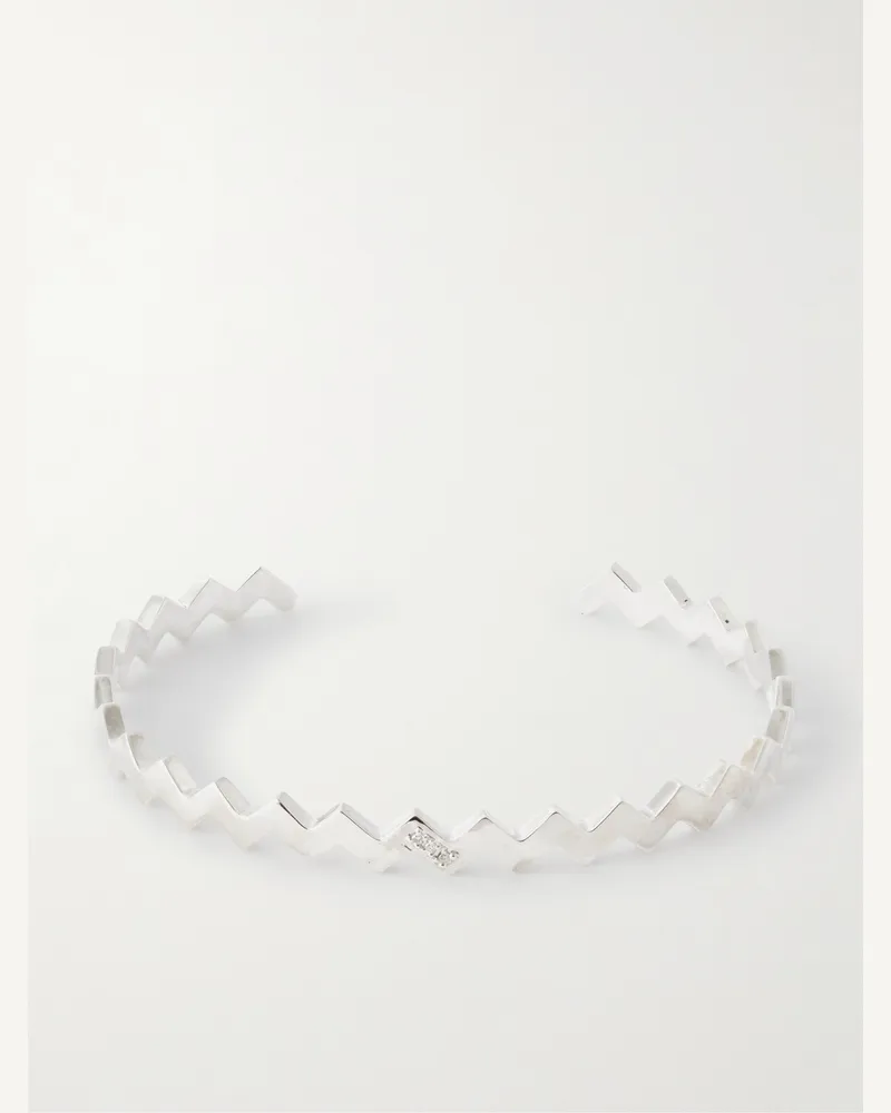 Mikia Sterling Silver Diamonds Bangle Silver