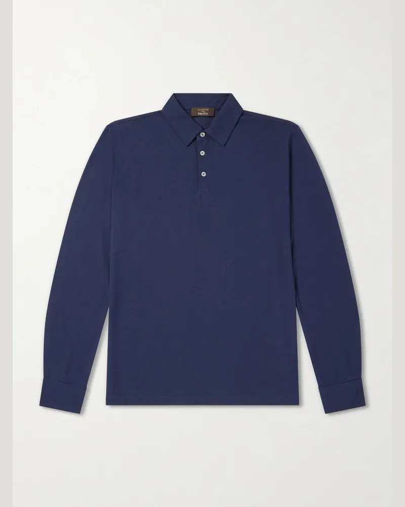Slowear Zanone Slim-Fit IceCotton Piqué Polo Shirt Blue