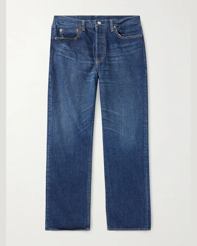 Remi Relief 1954 Straight-Leg Cropped Distressed Jeans Blue