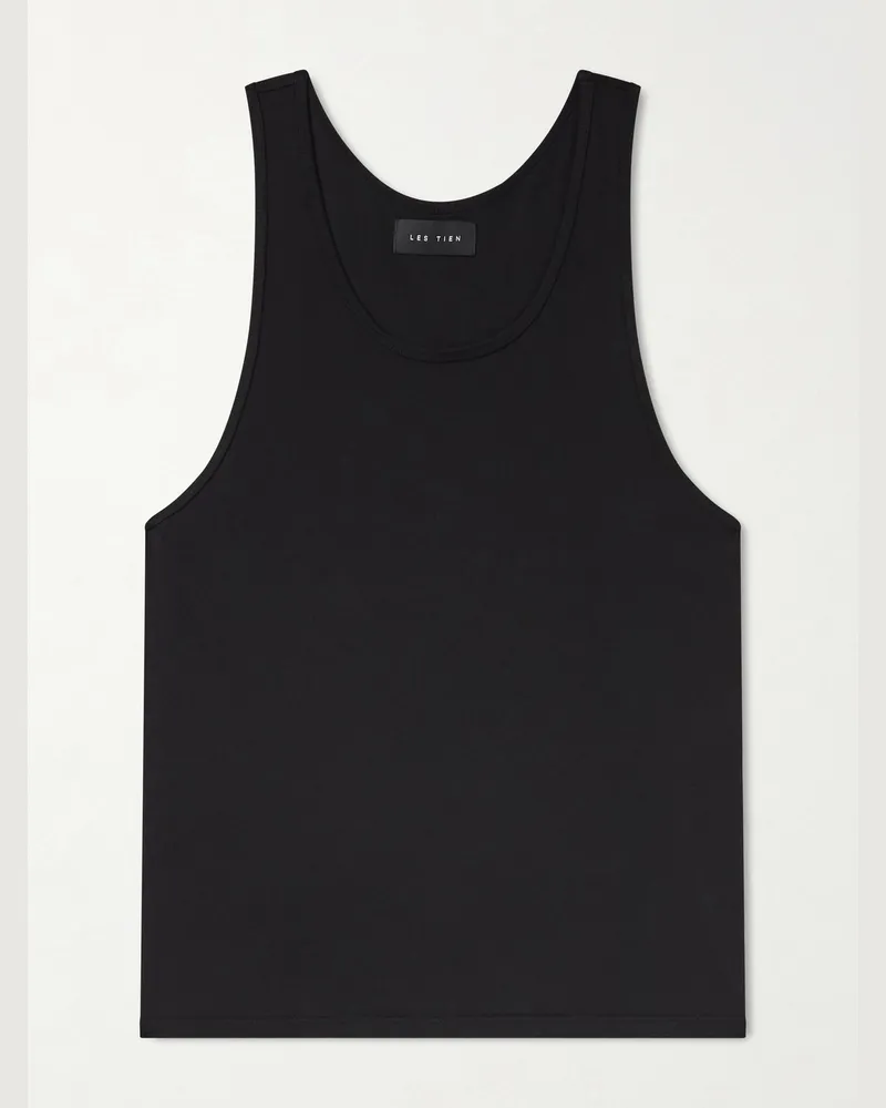 LES TIEN Oversized Cotton-Jersey Tank Top Black