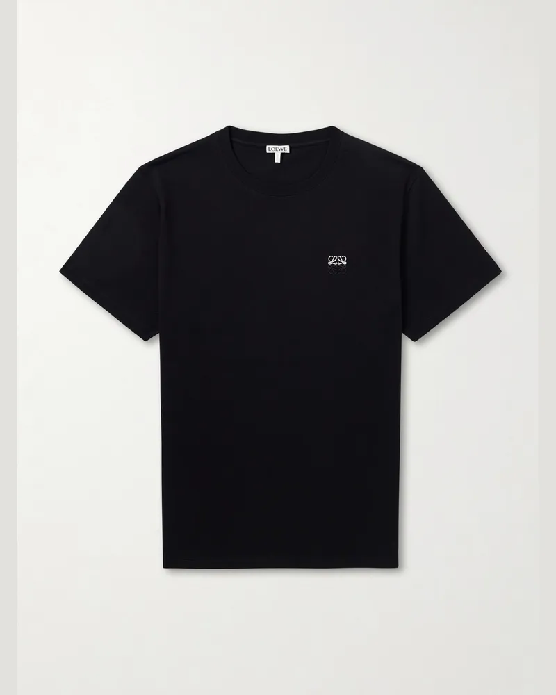 Loewe Anagram-Embroidered Cotton-Jersey T-Shirt Black