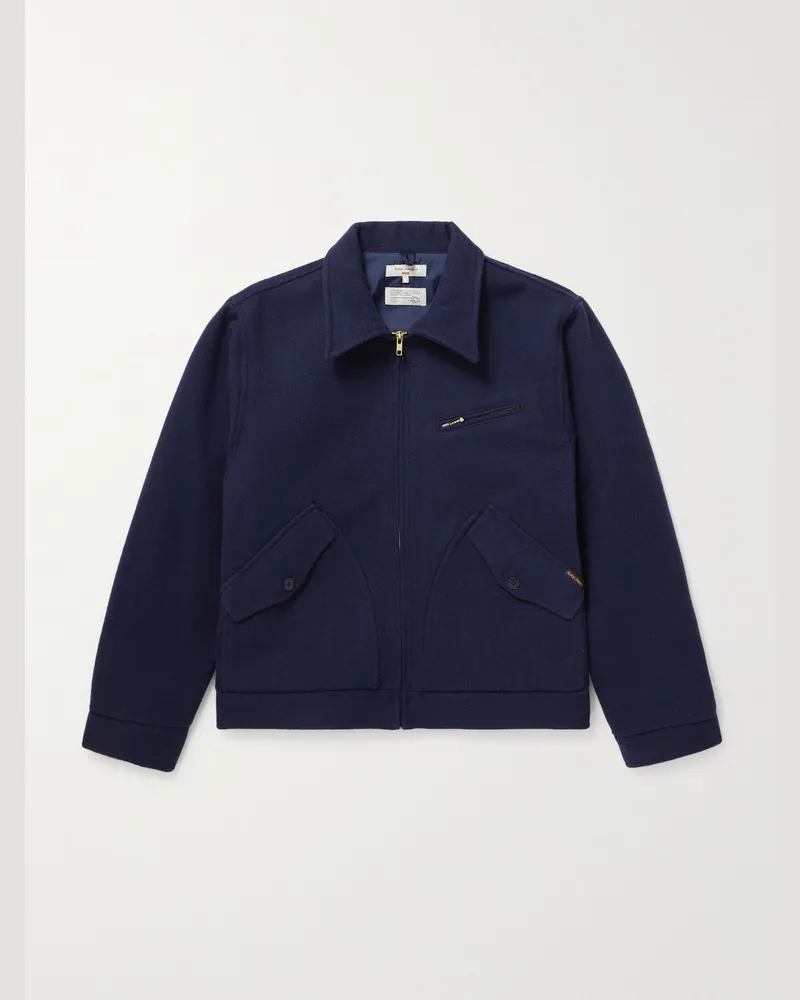 Nudie Jeans Blake Bomberjacke aus einer Wollmischung Blau