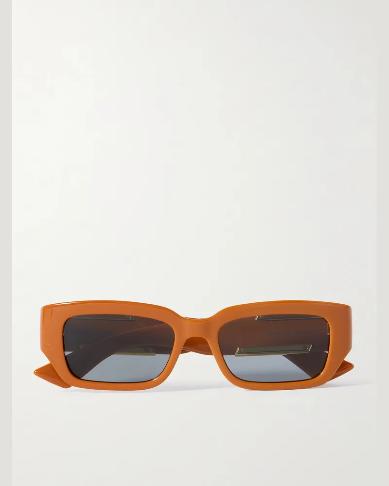 Bottega Veneta Sonnenbrille mit rechteckigem Rahmen aus Azetat und goldfarbenen Details Orange