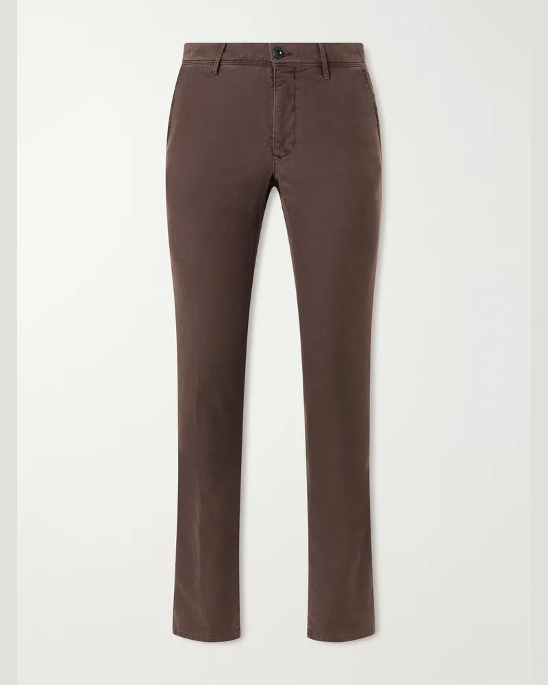 Slowear Incotex Slim-Fit Straight-Leg Stretch-Cotton Trousers Brown