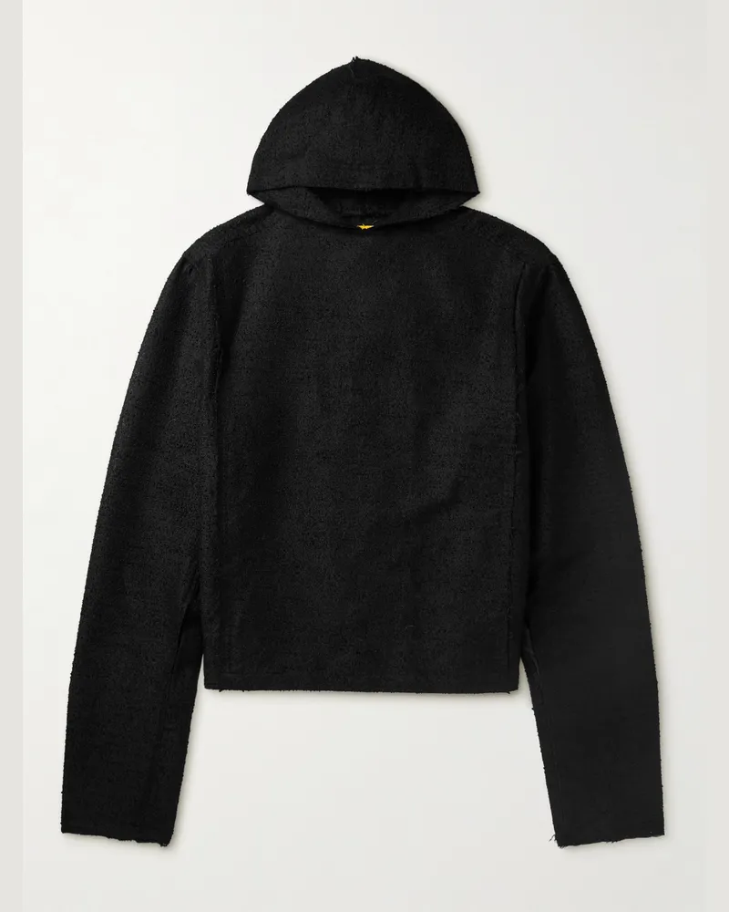 AIREI Oversized Distressed Wool-Blend Bouclé Hoodie Black