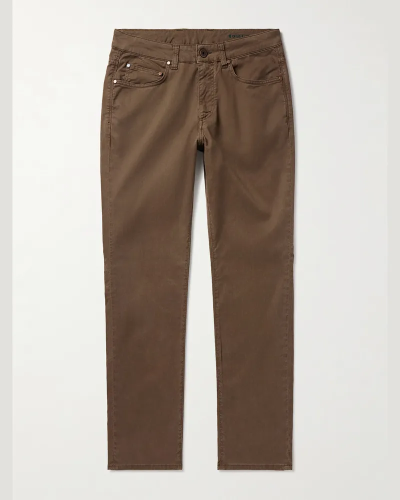Boglioli Slim-Fit Straight-Leg Cotton-Blend Twill Trousers Brown
