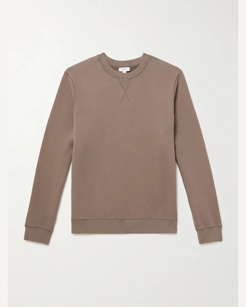 Sunspel Cotton-Jersey Sweatshirt Brown