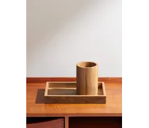 Schreibtisch-Tablett und Stifthalter aus Eichenholz