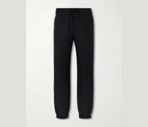 Tapered Logo-Appliqued Striped Drill Sweatpants