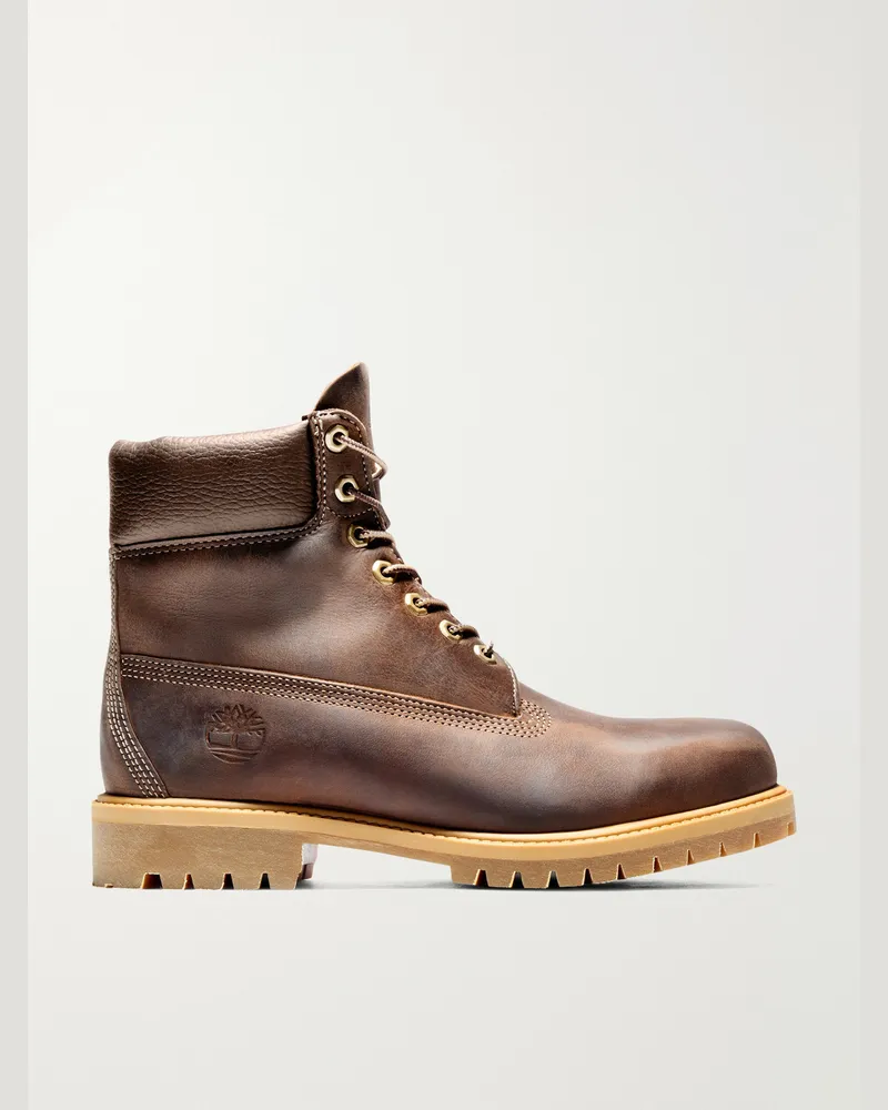 Timberland Premium 6-Inch Distressed-Effect Leather Lace-Up Boots Brown