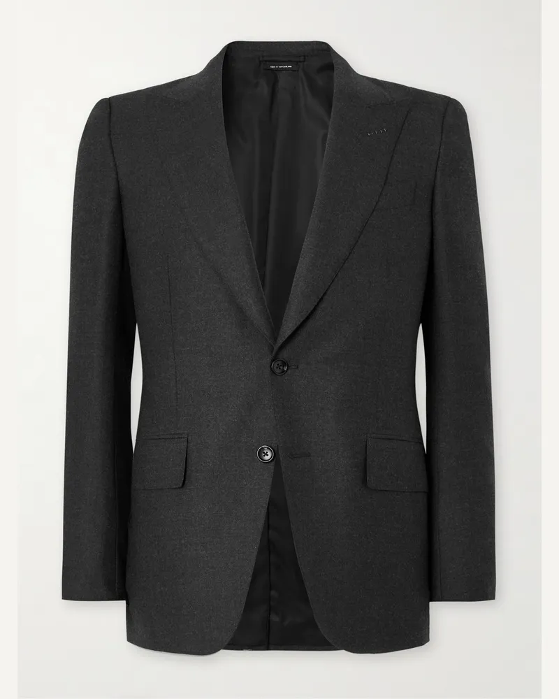 Tom Ford Stretch-Wool Flannel Suit Jacket Black