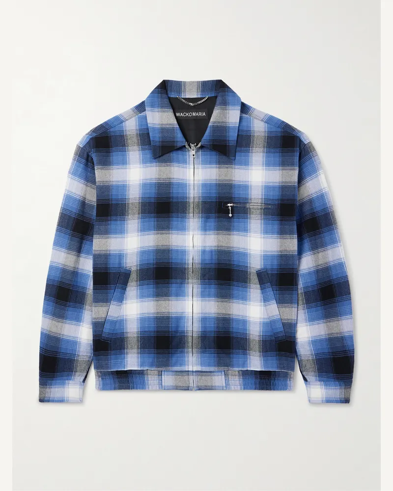 Wacko Maria Karierte Hemdjacke aus Oxford Blau