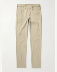 Canali Schmal geschnittene Hose aus Twill aus einer Stretch-Lyocell-Baumwollmischung in Stückfärbung Neutral