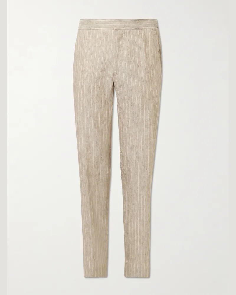 MR P. James gerade geschnittene Anzughose aus gestreiftem Leinen Neutral