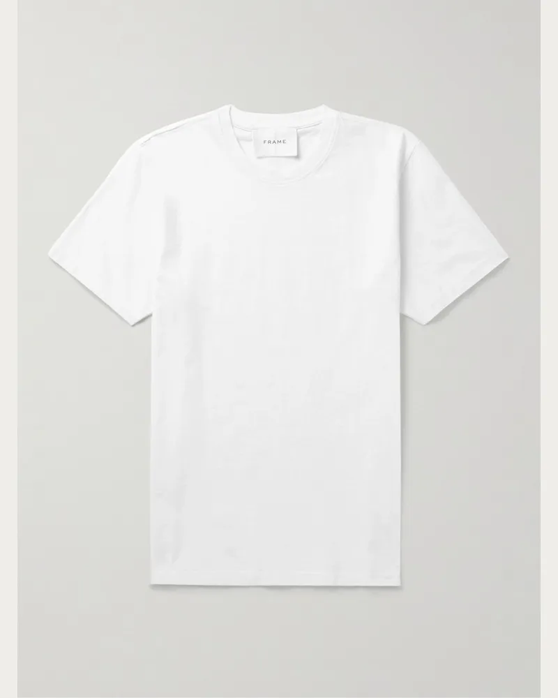 Frame Denim T-Shirt aus Baumwoll-Jersey Weiß