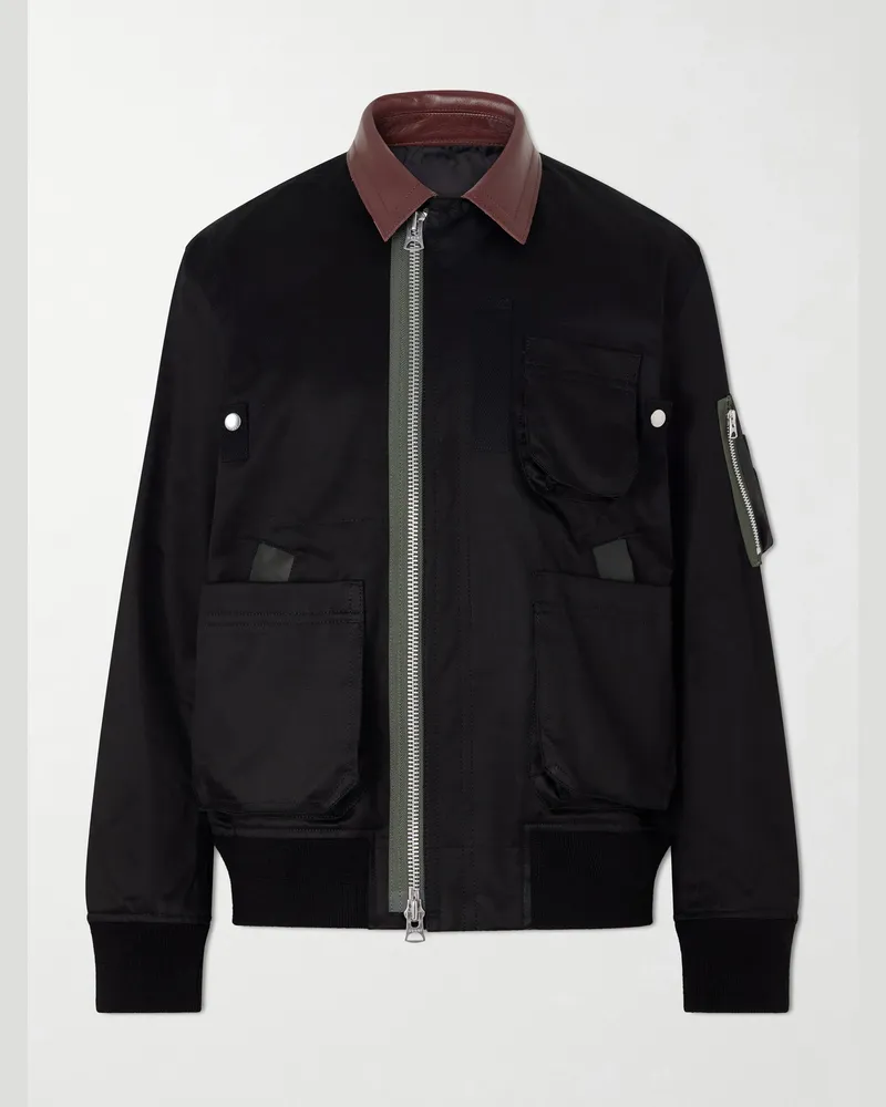 Sacai Cotton Chino Zip-Up Bomber Jacket Black