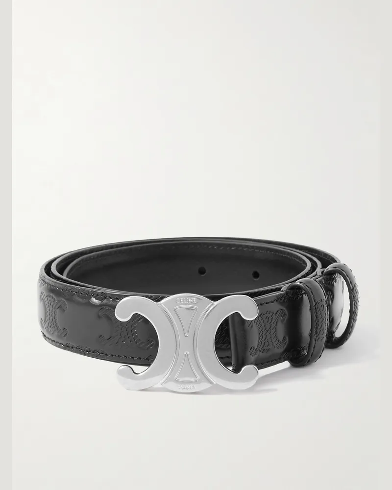 Celine Triomphe Gürtel aus Leder mit Logoprägung, 2,5 cm Schwarz