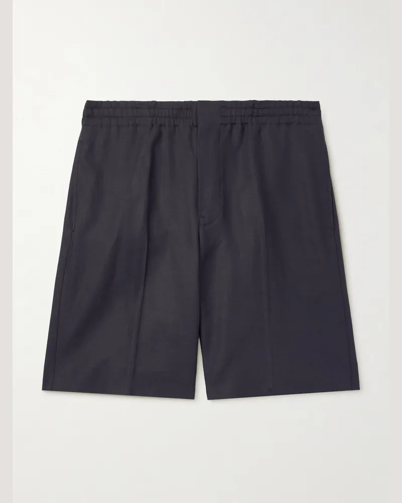 Ermenegildo Zegna Straight-Leg Linen Shorts Blue