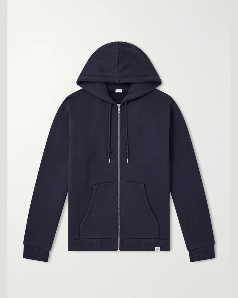 Totême Cotton-Fleece Zip-Up Hoodie Black