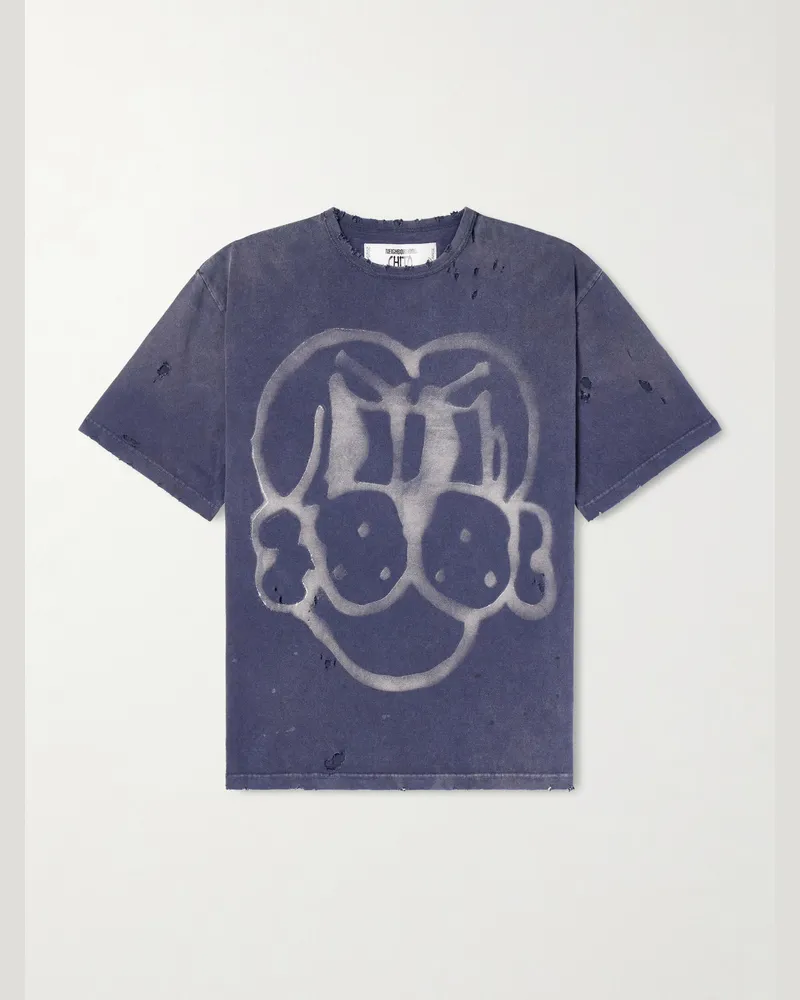 Neighborhood Chito Savage Cotton-Jersey T-Shirt Blue