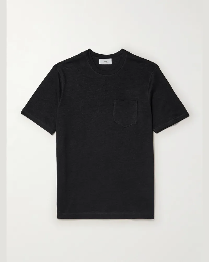 MR P. T-Shirt aus einer Leinen-Biobaumwollmischung Schwarz