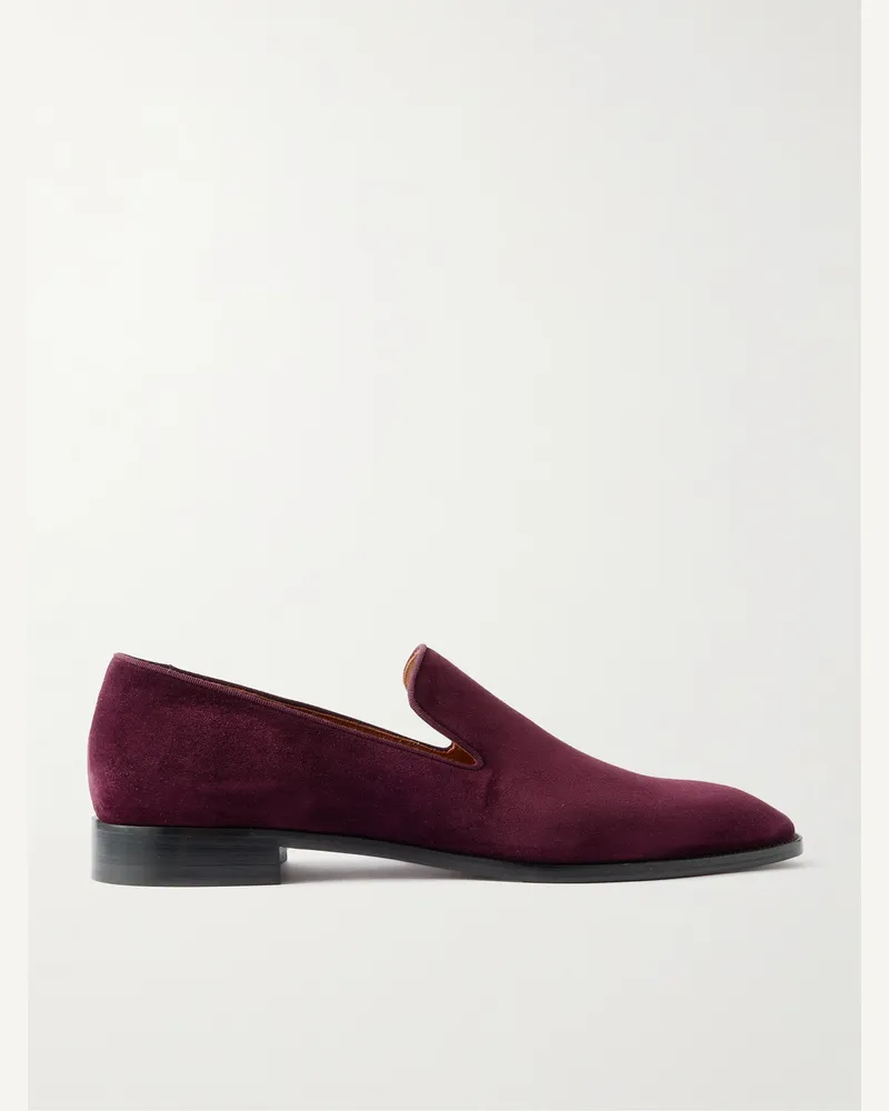 Christian Louboutin Danny Flex Grosgrain-Trimmed Suede Loafers Burgundy