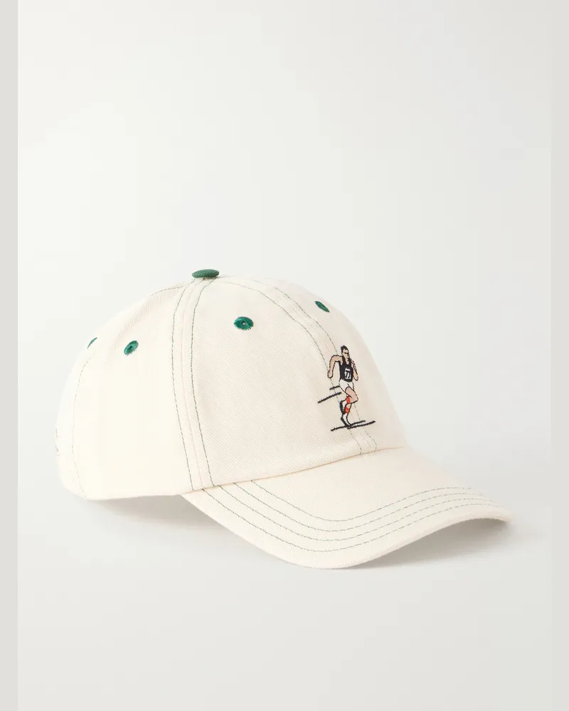 Drake's Embroidered Cotton-Twill Cap Neutrals