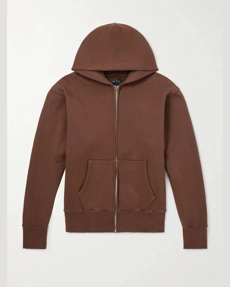 LES TIEN Kapuzenjacke aus Baumwoll-Jersey in Stückfärbung Braun