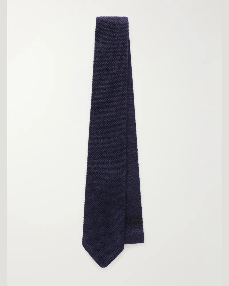 Ermenegildo Zegna 6.5cm Knitted Cashmere Tie Blue