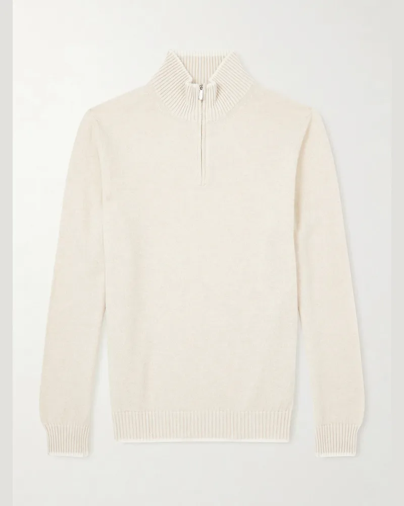 Fedeli Cashmere Half-Zip Sweater Neutrals