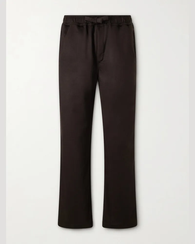 SAMAN AMEL Straight-Leg Cashmere Drawstring Trousers Brown