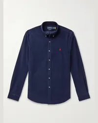 Ralph Lauren Hemd aus Baumwollcord mit Button-Down-Kragen Blau