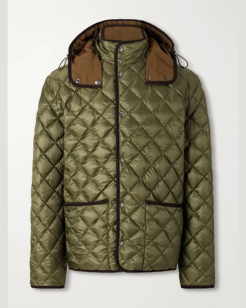 Moncler Venserre Hooded Quilted Shell Down Jacket Green