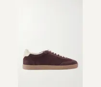 Coda di Rondine Leather-Trimmed Waxed-Suede Sneakers