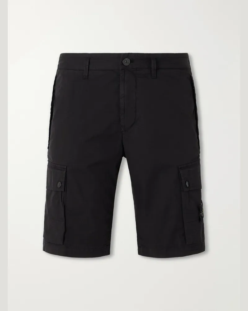 Stone Island Straight-Leg Cotton-Blend Twill Cargo Shorts Black