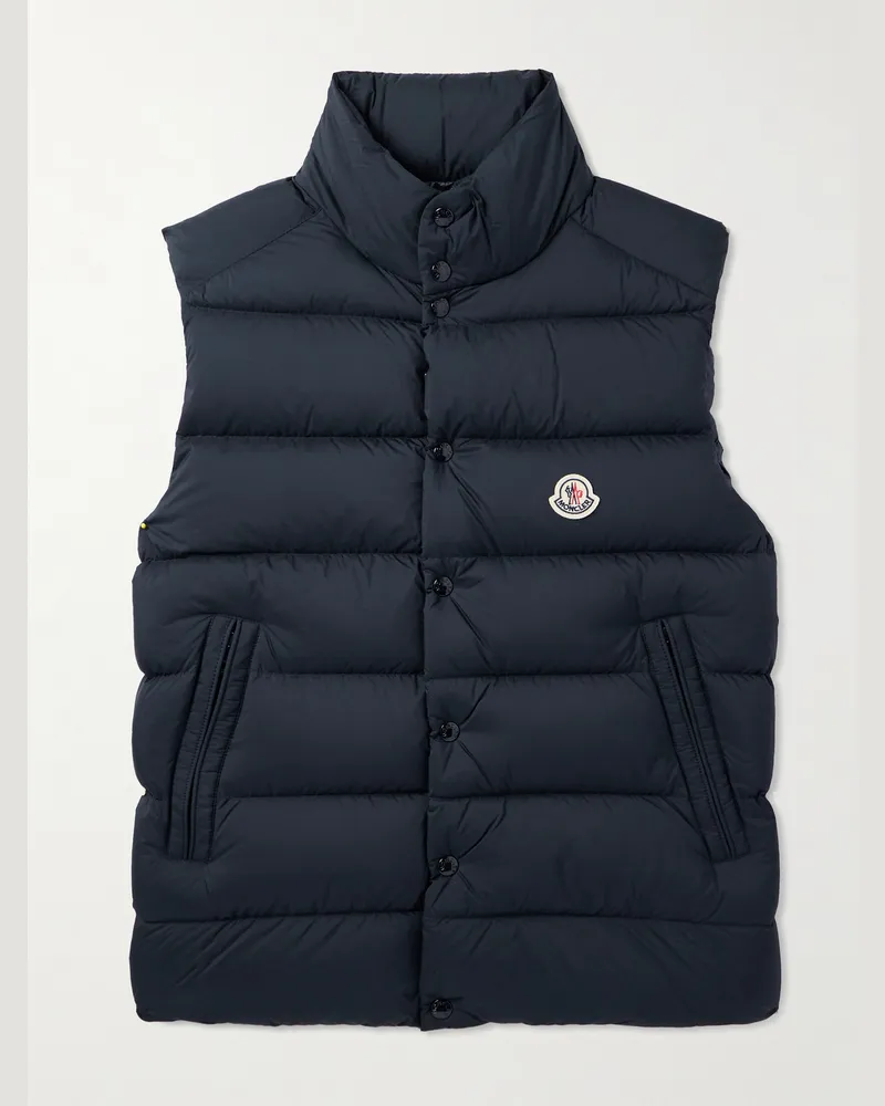 Moncler Tibb Daunenweste aus gestepptem Shell mit Logoapplikation Blau