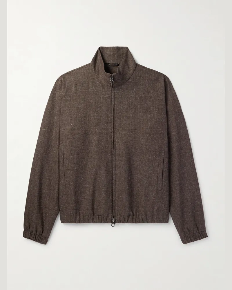 Loro Piana Bomberjacke aus Canvas aus einer Leinen-Wollmischung Braun