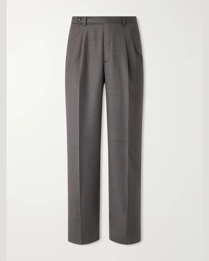Brioni Capri Wool-Gabardine Trousers Gray