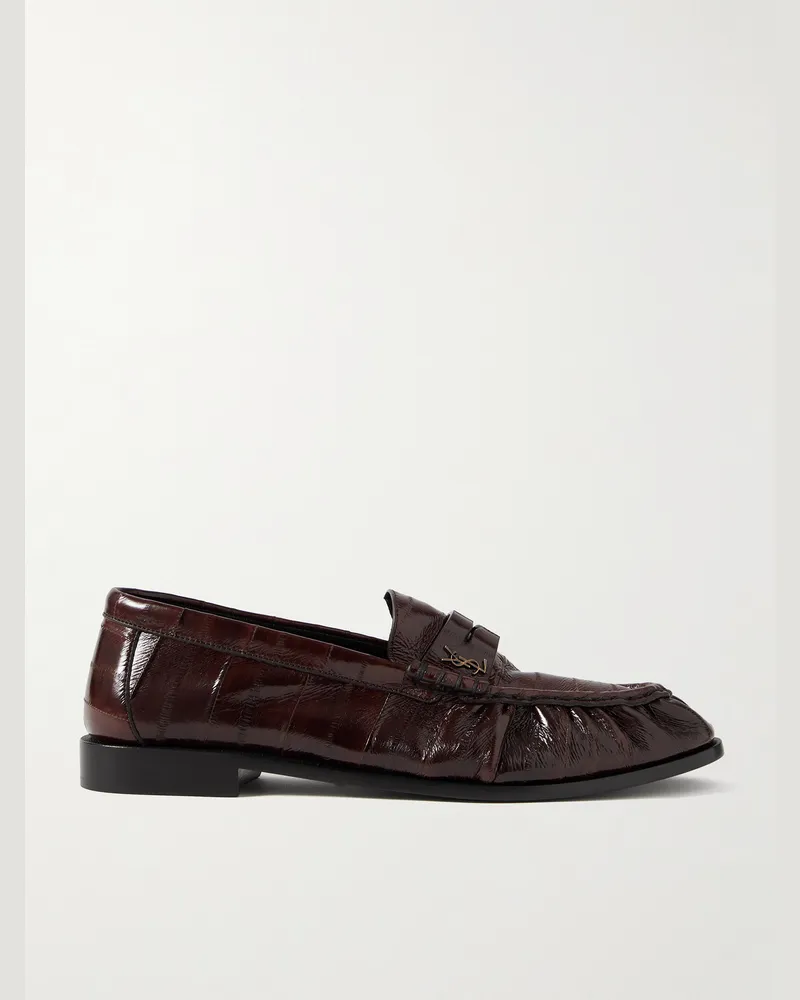 Saint Laurent Le Loafer Eel Penny Loafers Brown