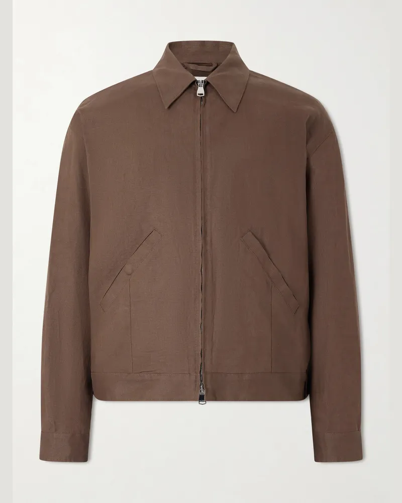 Valstar Stan Linen Bomber Jacket Brown