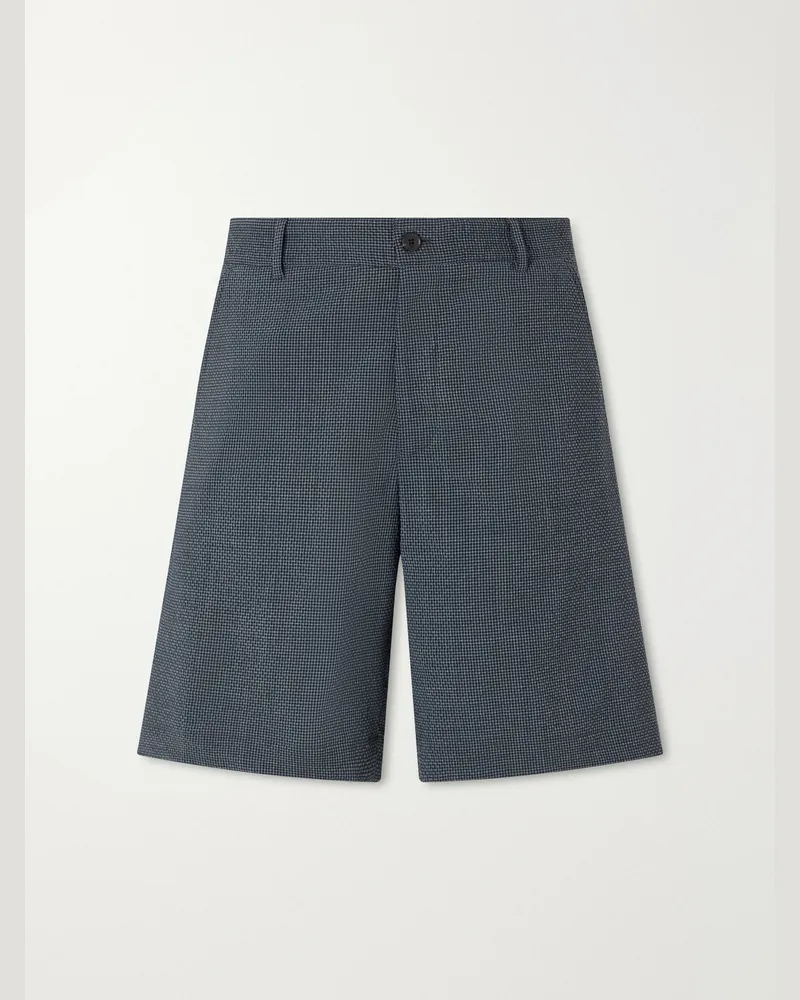 Paul Smith Checked Wool-Blend Seersucker Shorts Gray